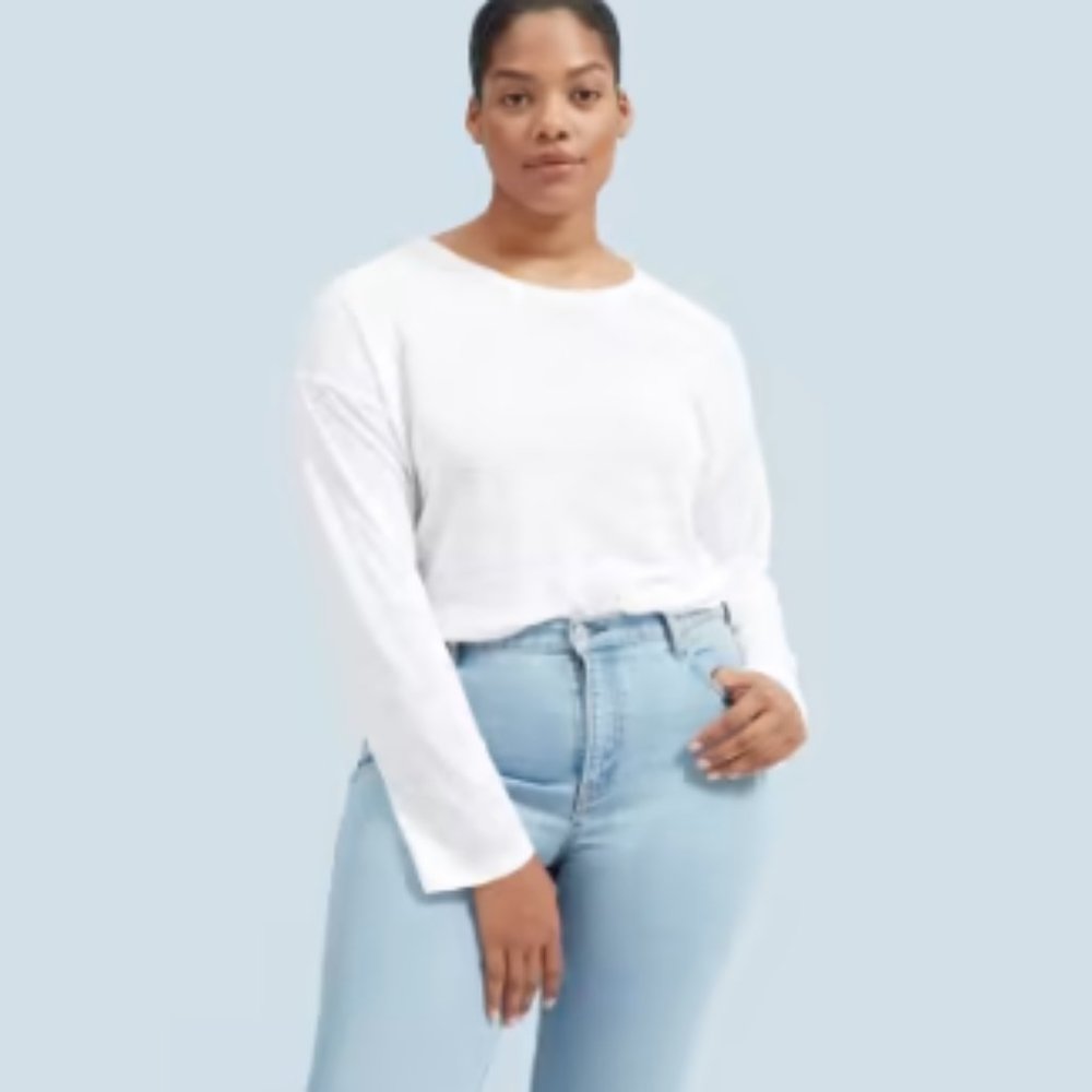 Everlane The Linen Relaxed Long-Sleeve Tee, White, S